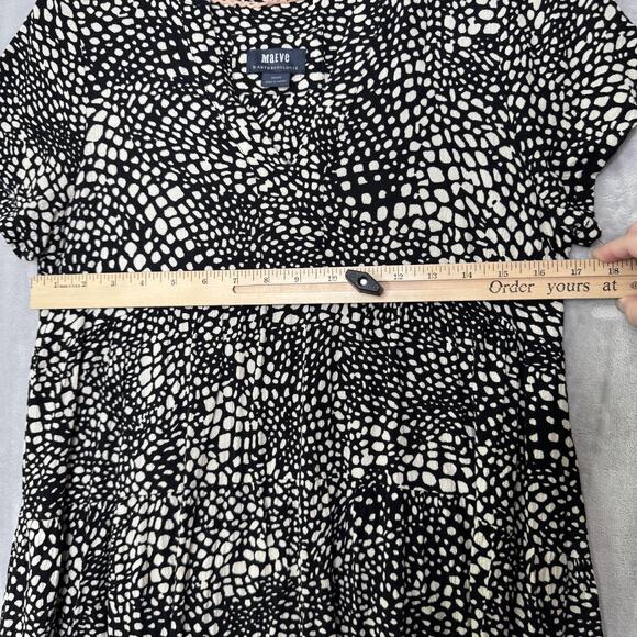 Maeve by Anthropologie Dress Womens Medium Black White Abstract Print Viscose - Picture 7 of 10